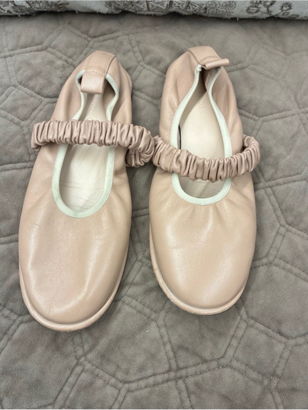 Wandler Girls Blush Elastic-Strap Ballet Flats